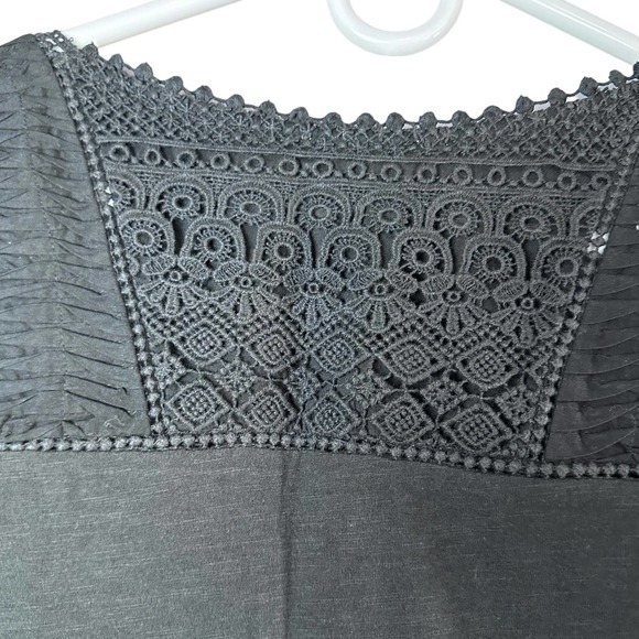 Anthropologie Meadow Rue Tops Womens XS Black Lace Embellished Bodice Baby Doll - Picture 6 of 8